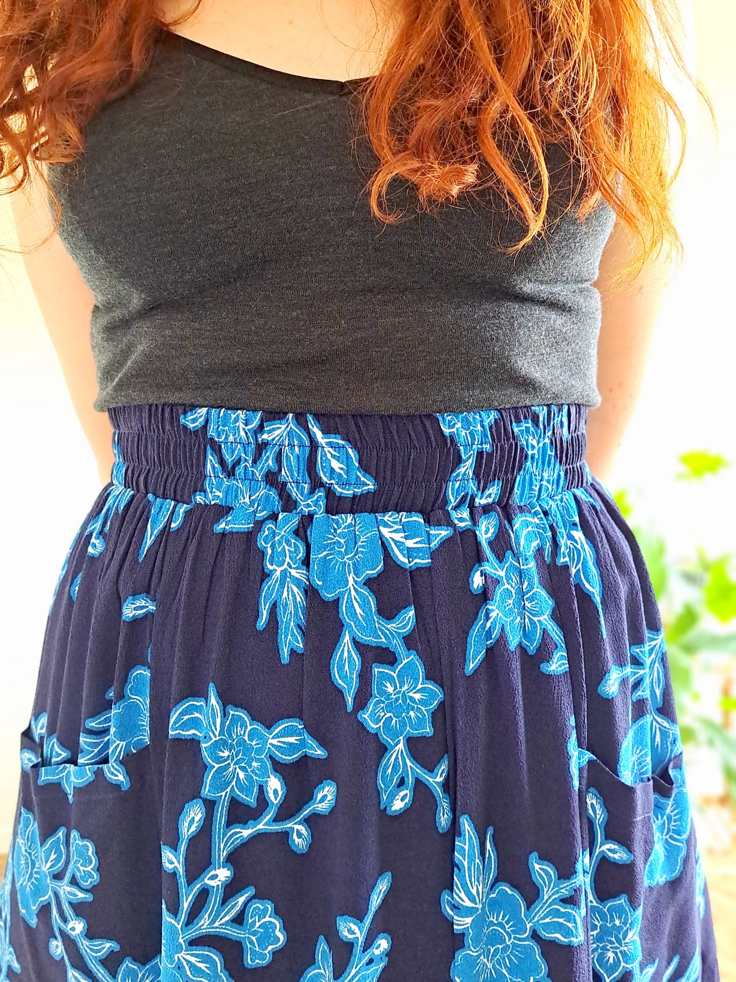 Pre-made Sadie Skirt (blue flowers) - size M, XL