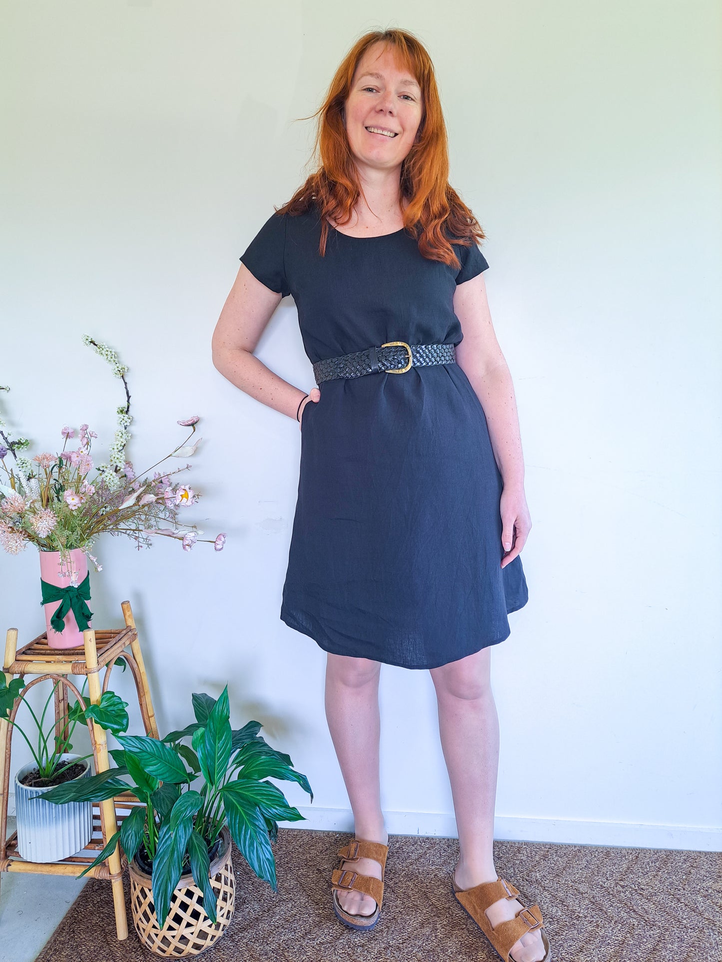 Pre-made Ziggy Dress (black linen) - size S, L
